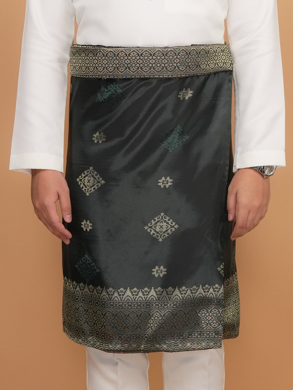 Langkasuka Instant Sampin Adult - Emerald Green & Gold - SampinExclusiveMy