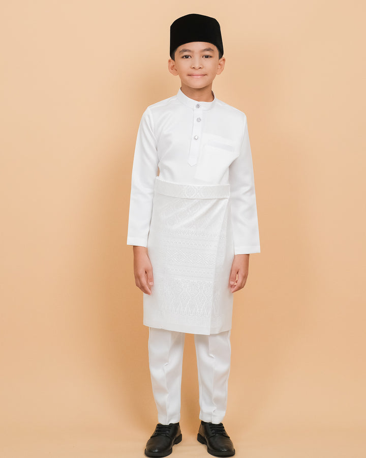 Baju Melayu Luxe Kids - Offwhite