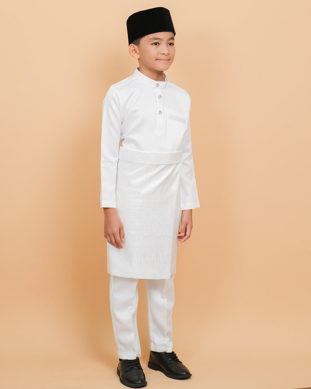 Baju Melayu Luxe Kids - Offwhite