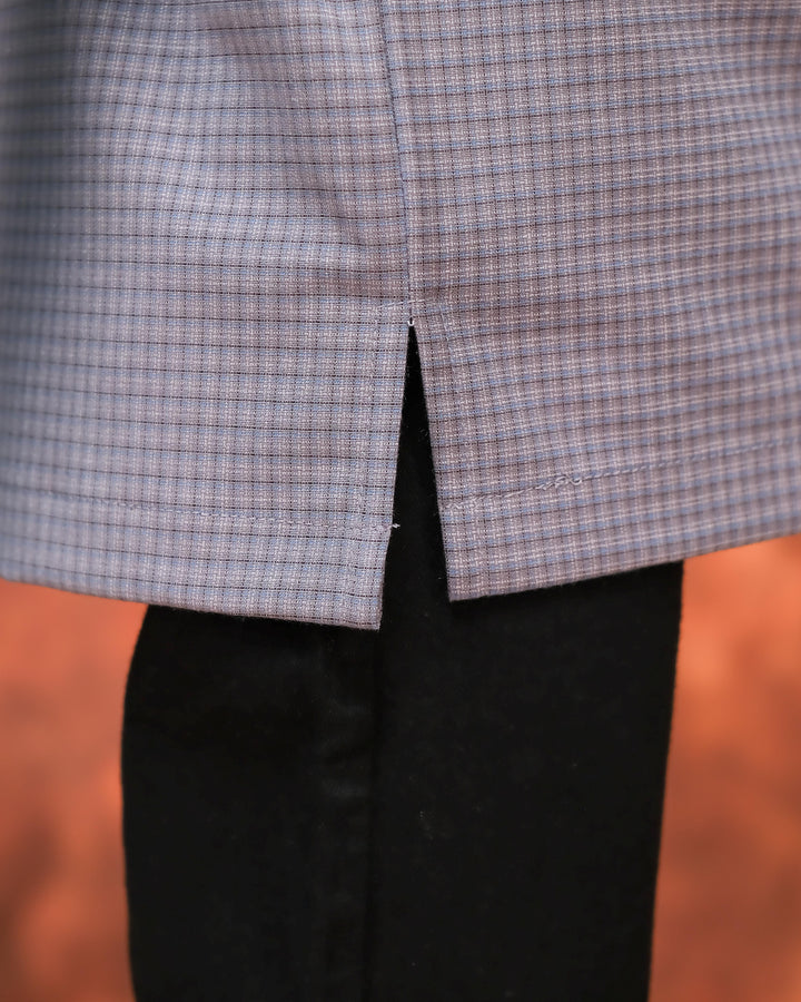 Kurta Larik Petak Kid - Soft Blue