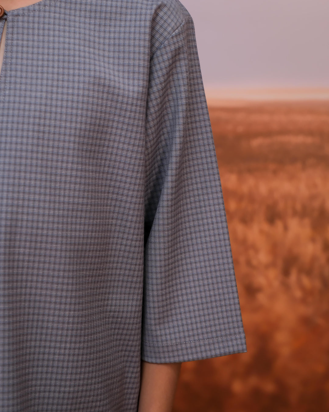 Kurta Larik Petak Kid - Soft Blue