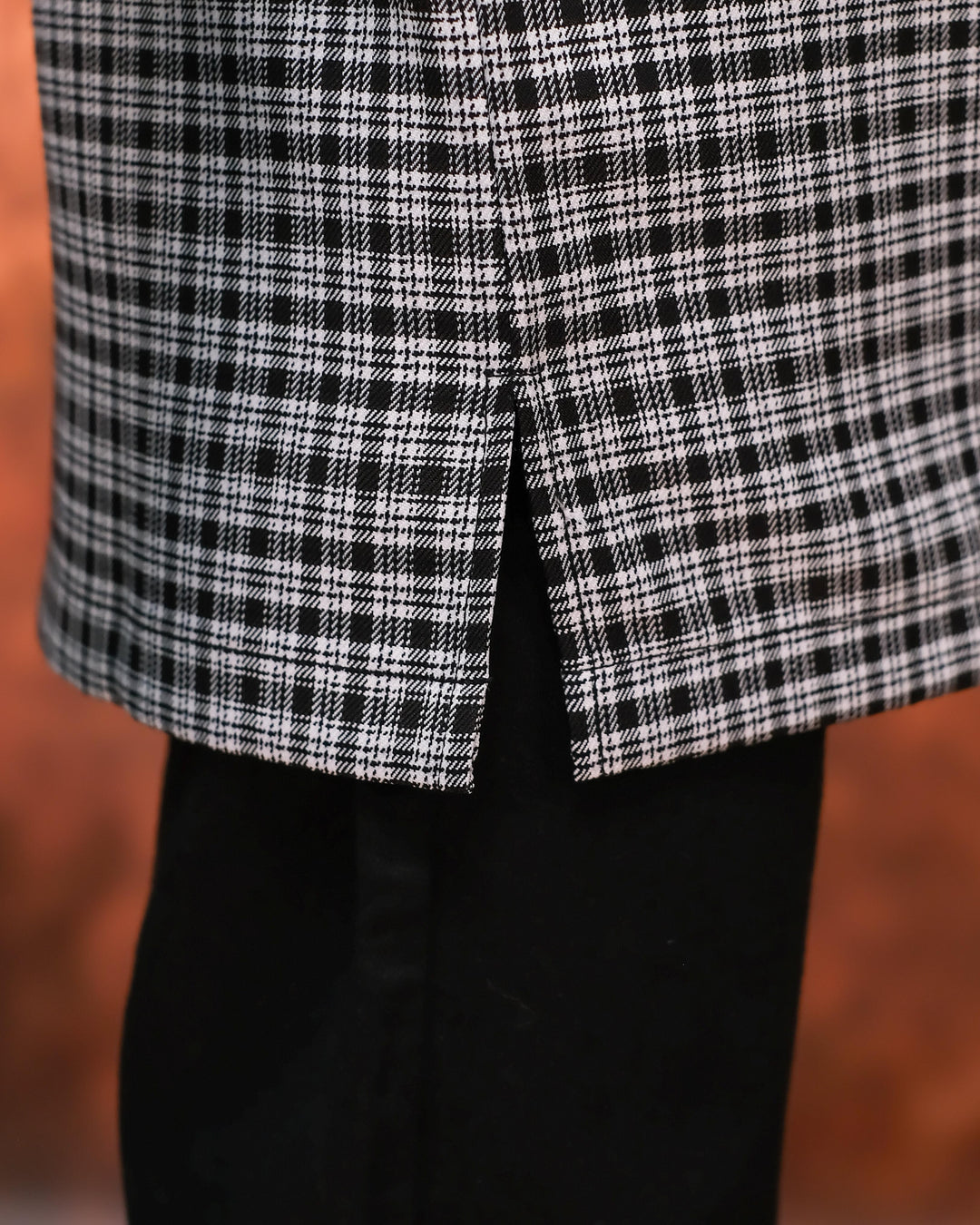 Kurta Larik Petak Kid - Black