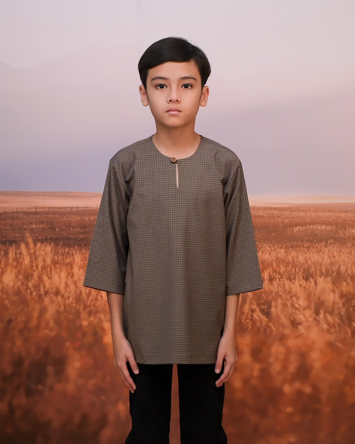 Kurta Larik Petak Kid - Olive