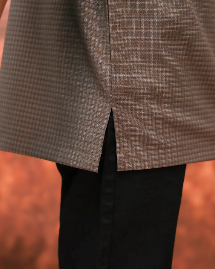 Kurta Larik Petak Kid - Olive