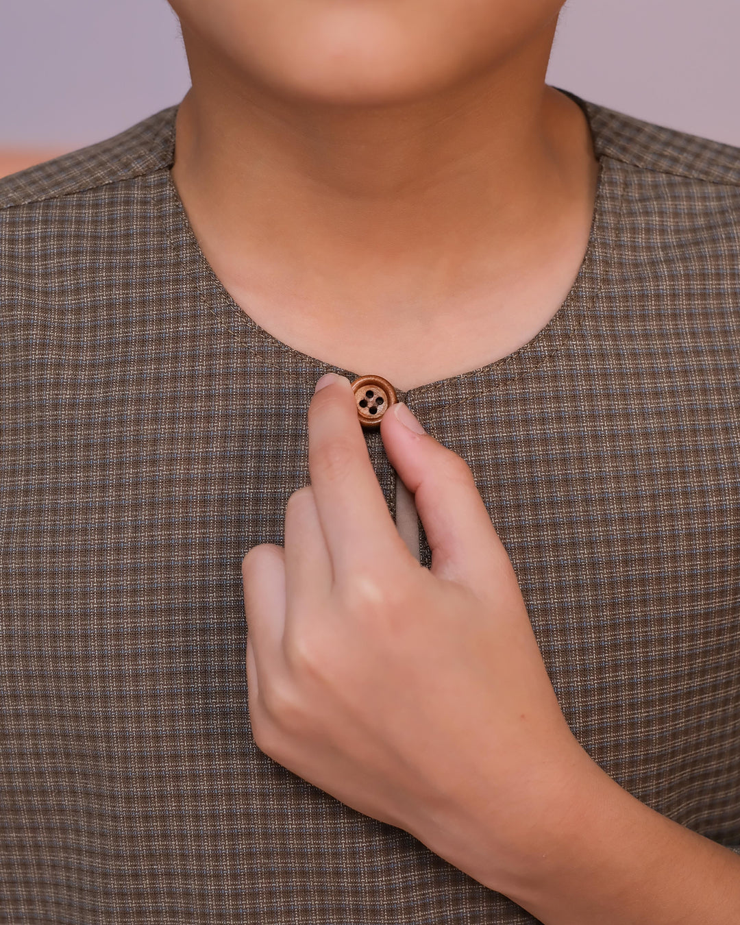 Kurta Larik Petak Kid - Olive