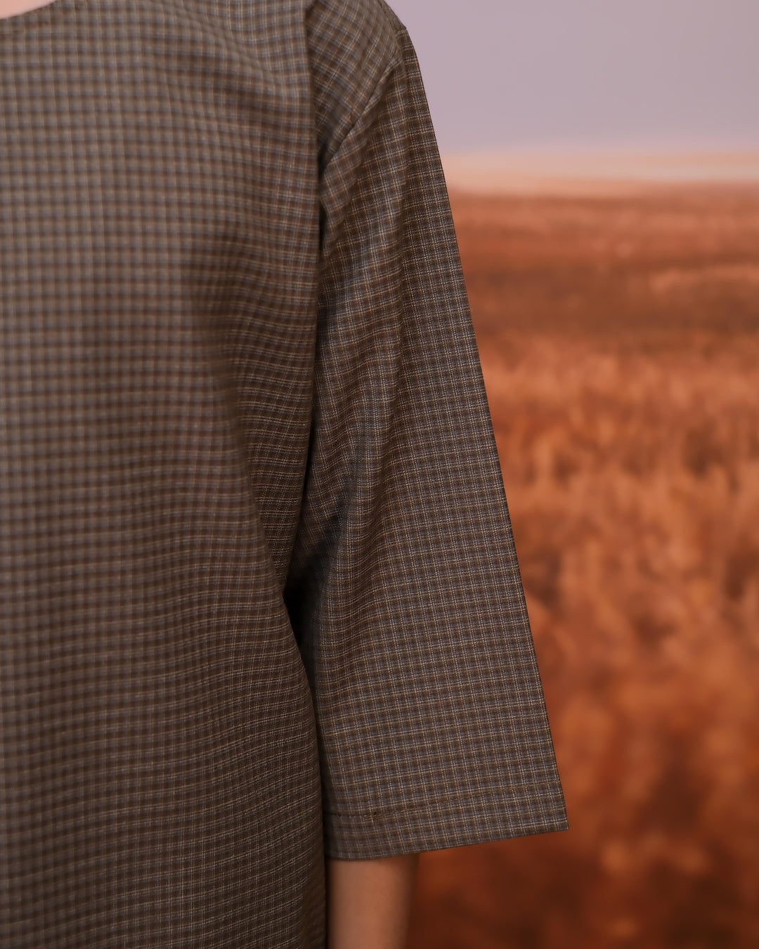 Kurta Larik Petak Kid - Olive