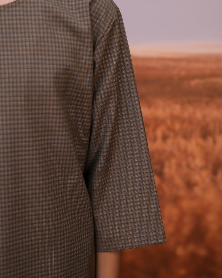 Kurta Larik Petak Kid - Olive