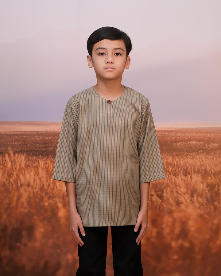 Kurta Larik Petak Kid - Khakis
