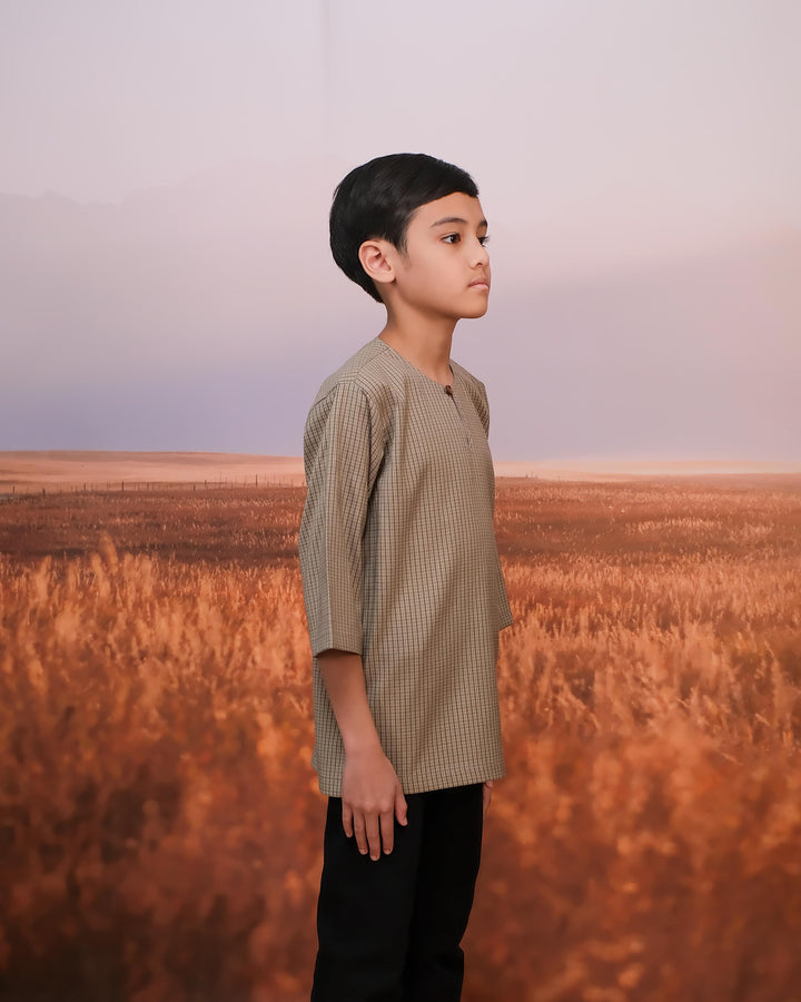 Kurta Larik Petak Kid - Khakis