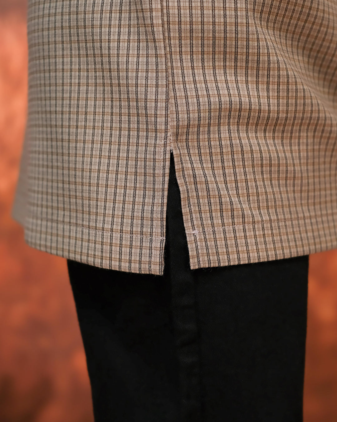 Kurta Larik Petak Kid - Khakis