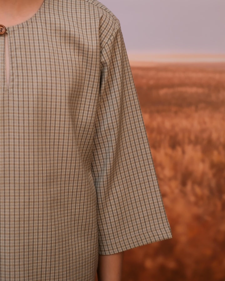 Kurta Larik Petak Kid - Khakis