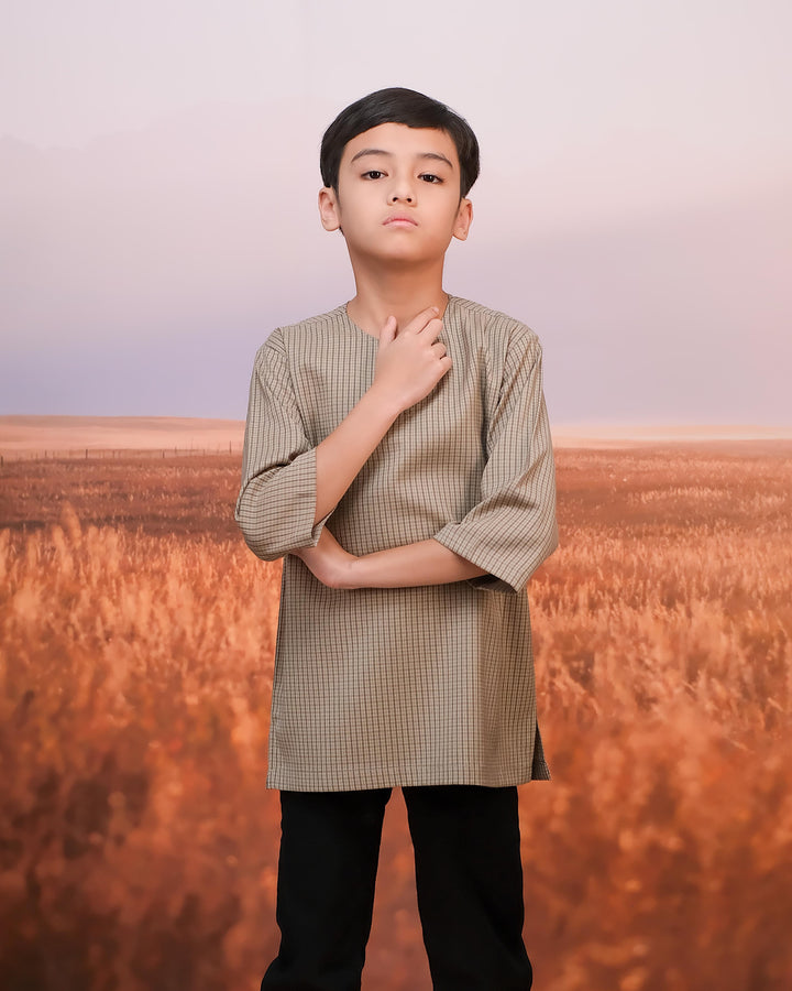 Kurta Larik Petak Kid - Khakis