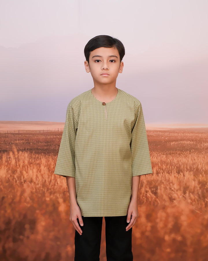 Kurta Larik Petak Kid - Pistachio