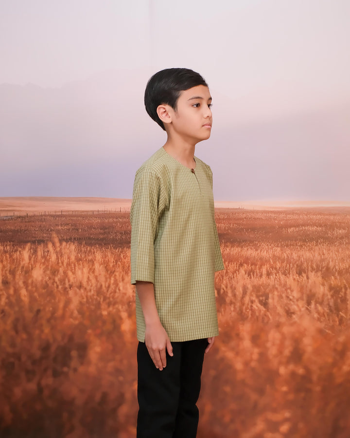 Kurta Larik Petak Kid - Pistachio