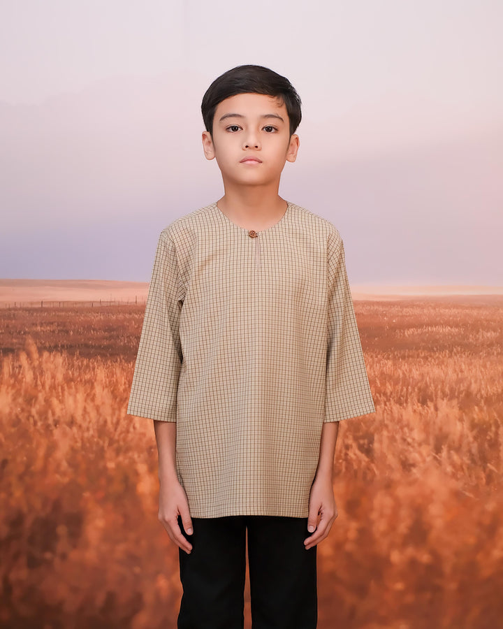 Kurta Larik Petak Kid - Sand