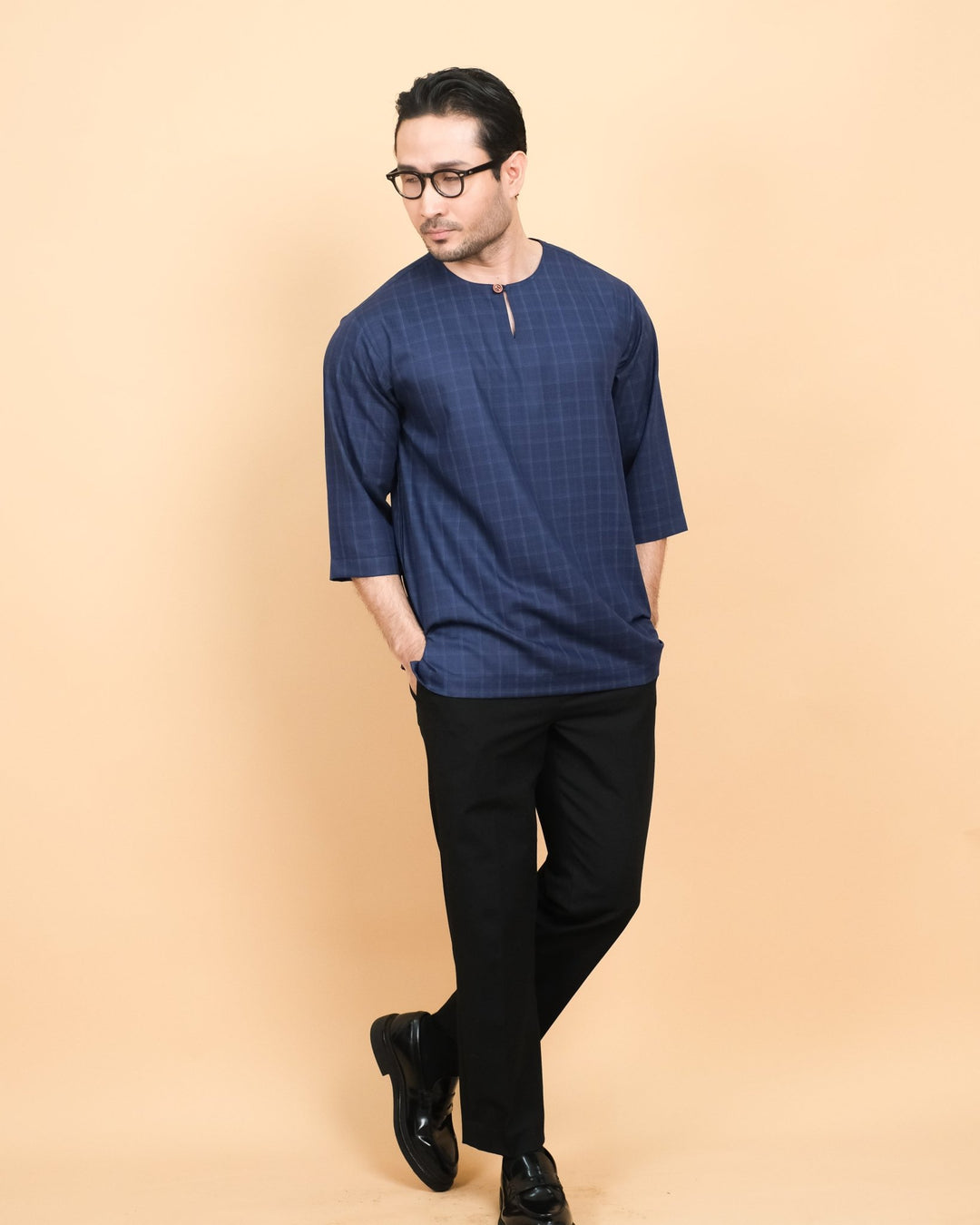 Kurta Patih Petak - Navy Blue - SampinExclusiveMy