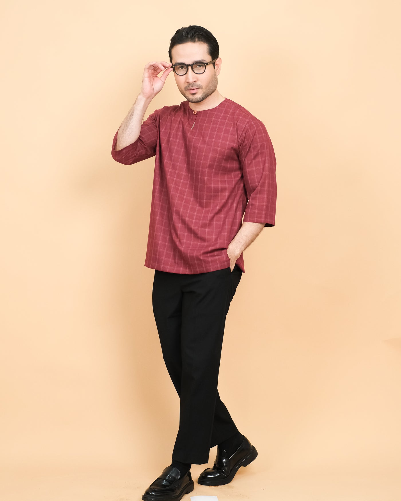 Kurta Patih Petak - Maroon