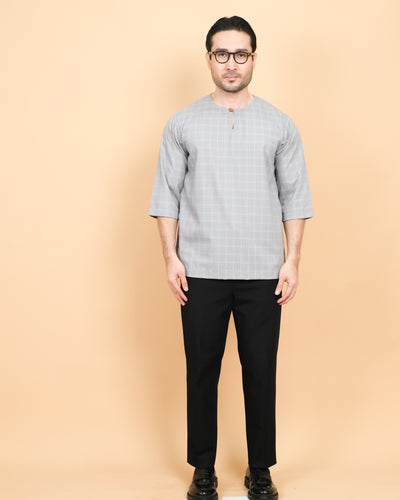 Kurta Patih Petak - Soft Grey