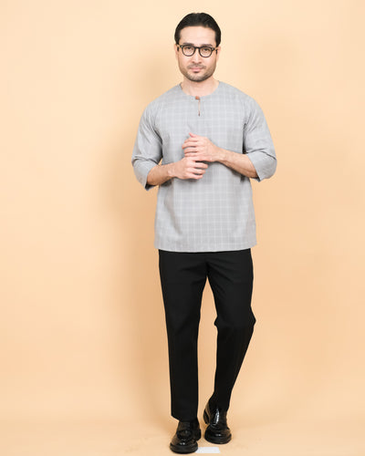 Kurta Patih Petak - Soft Grey