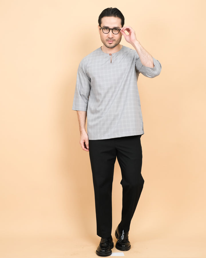 Kurta Patih Petak - Soft Grey