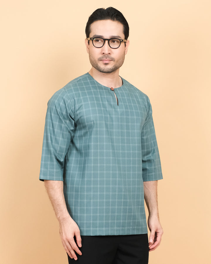 Kurta Patih Petak - Teal Blue