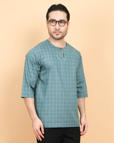 Kurta Patih Petak - Teal Blue