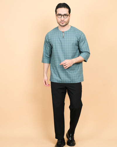 Kurta Patih Petak - Teal Blue