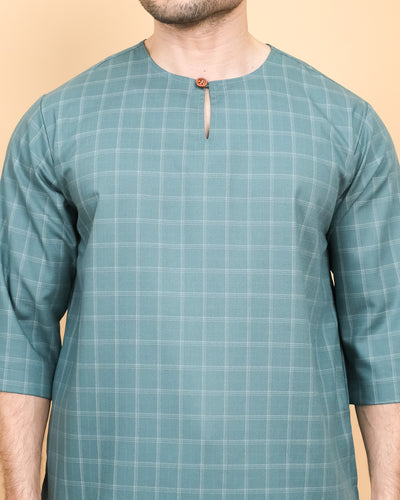 Kurta Patih Petak - Teal Blue