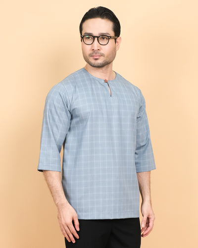 Kurta Patih Petak - Soft Blue