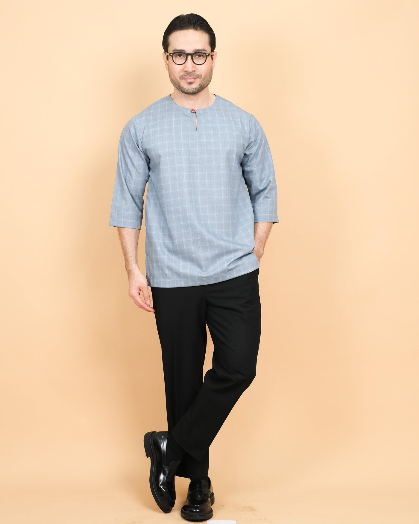 Kurta Patih Petak - Soft Blue