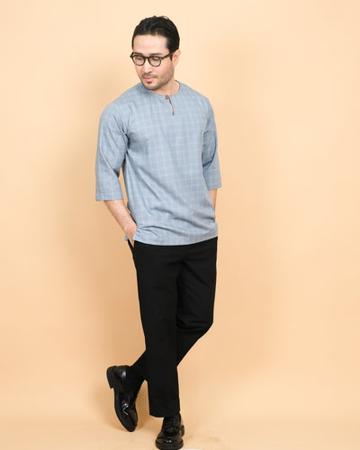 Kurta Patih Petak - Soft Blue