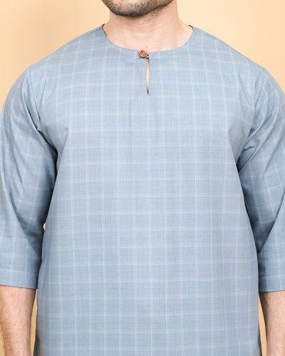 Kurta Patih Petak - Soft Blue