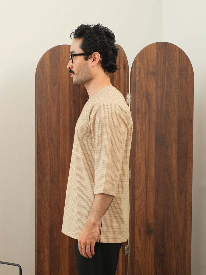 Kurta Larik Petak - Sand