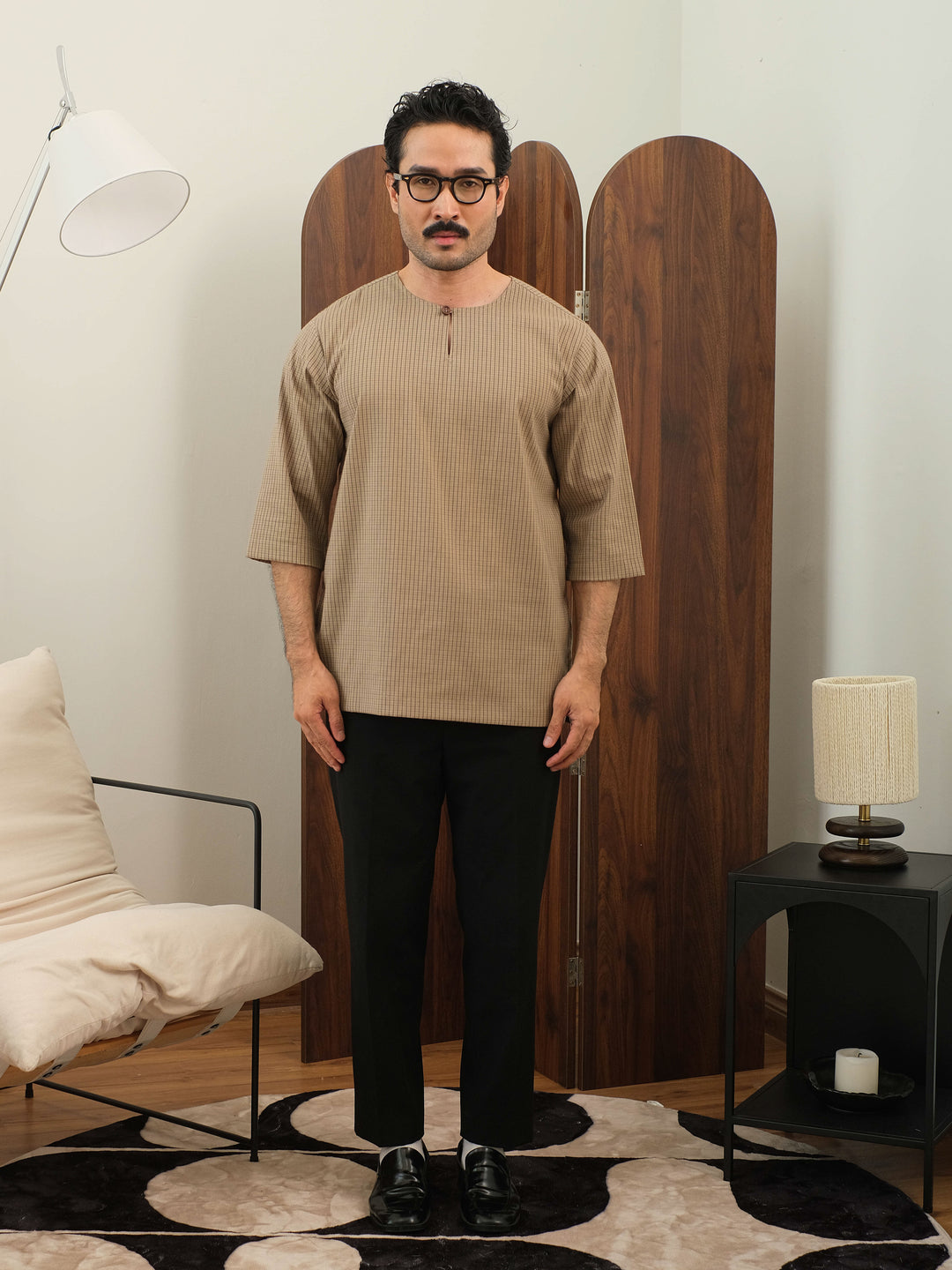 Kurta Larik Petak - Khakis