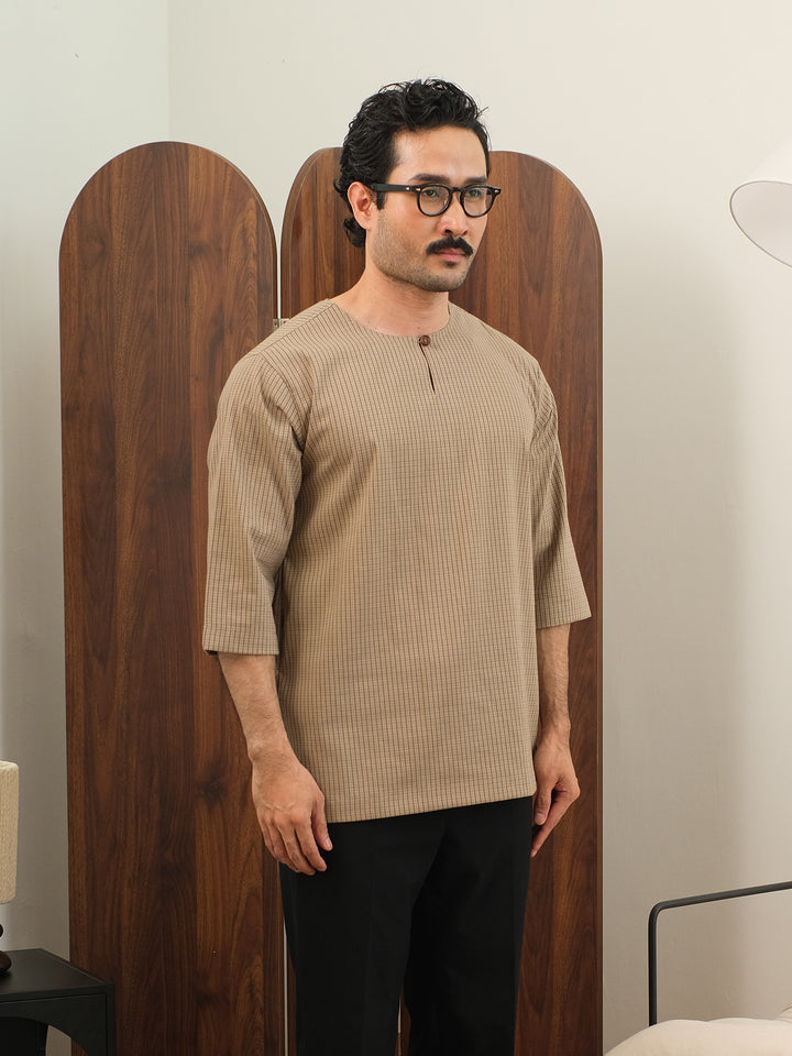 Kurta Larik Petak - Khakis