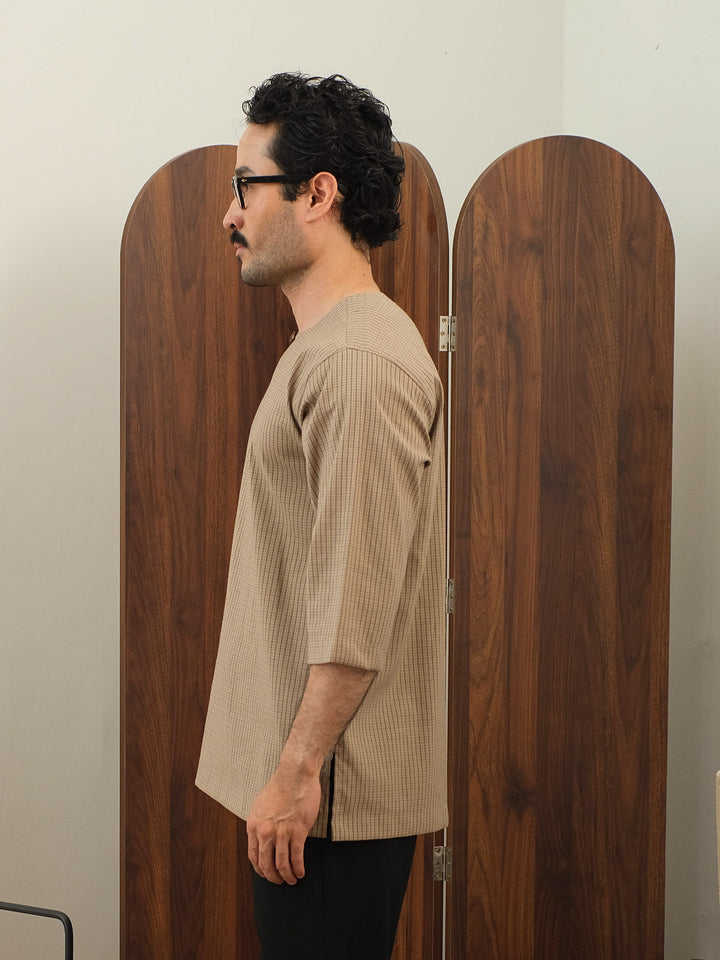 Kurta Larik Petak - Khakis