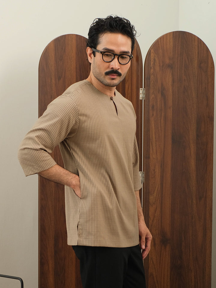 Kurta Larik Petak - Khakis