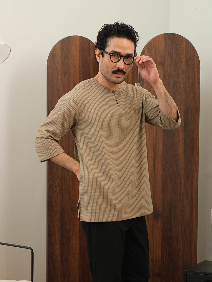 Kurta Larik Petak - Khakis