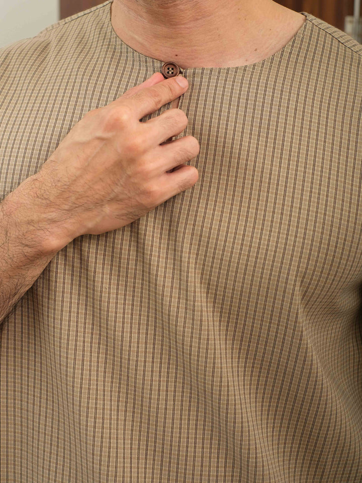 Kurta Larik Petak - Khakis