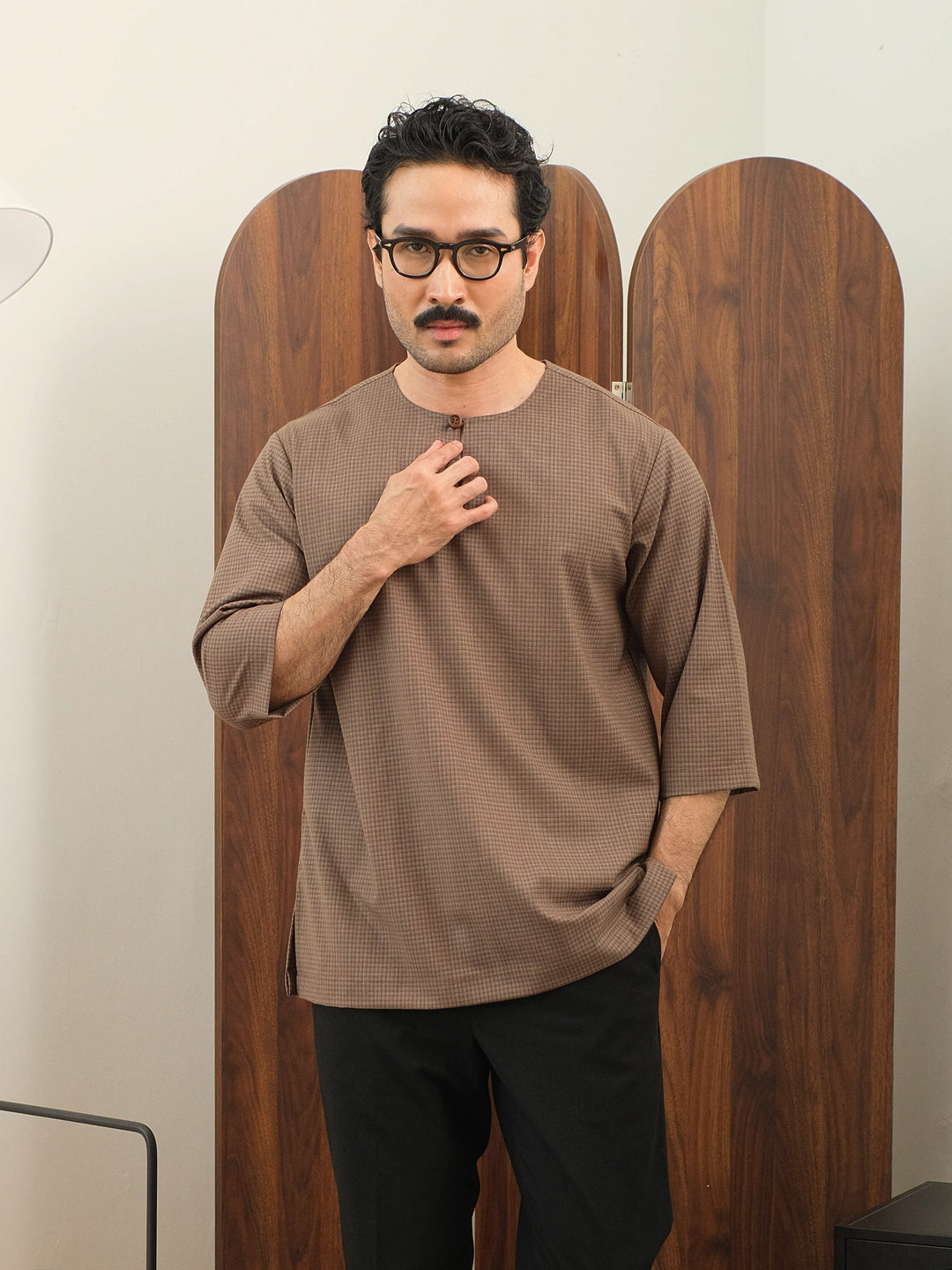 Kurta Larik Petak - Olive