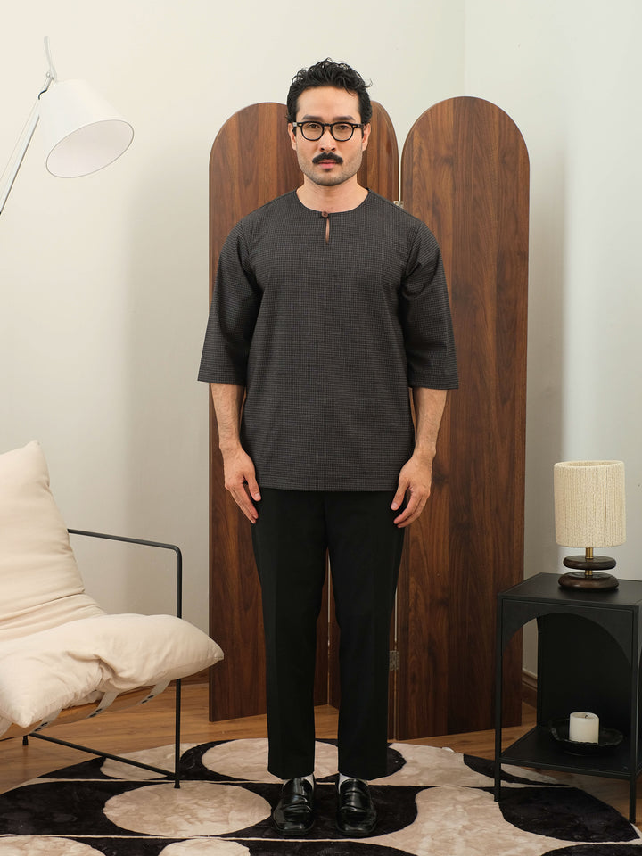 Kurta Larik Petak - Blue Black