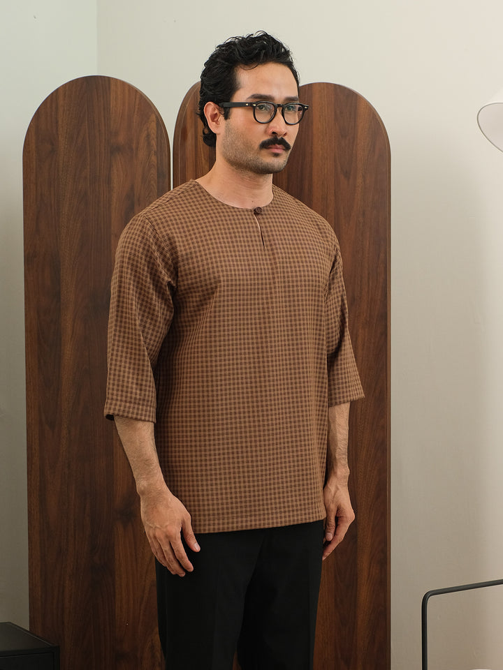 Kurta Larik Petak - Brown
