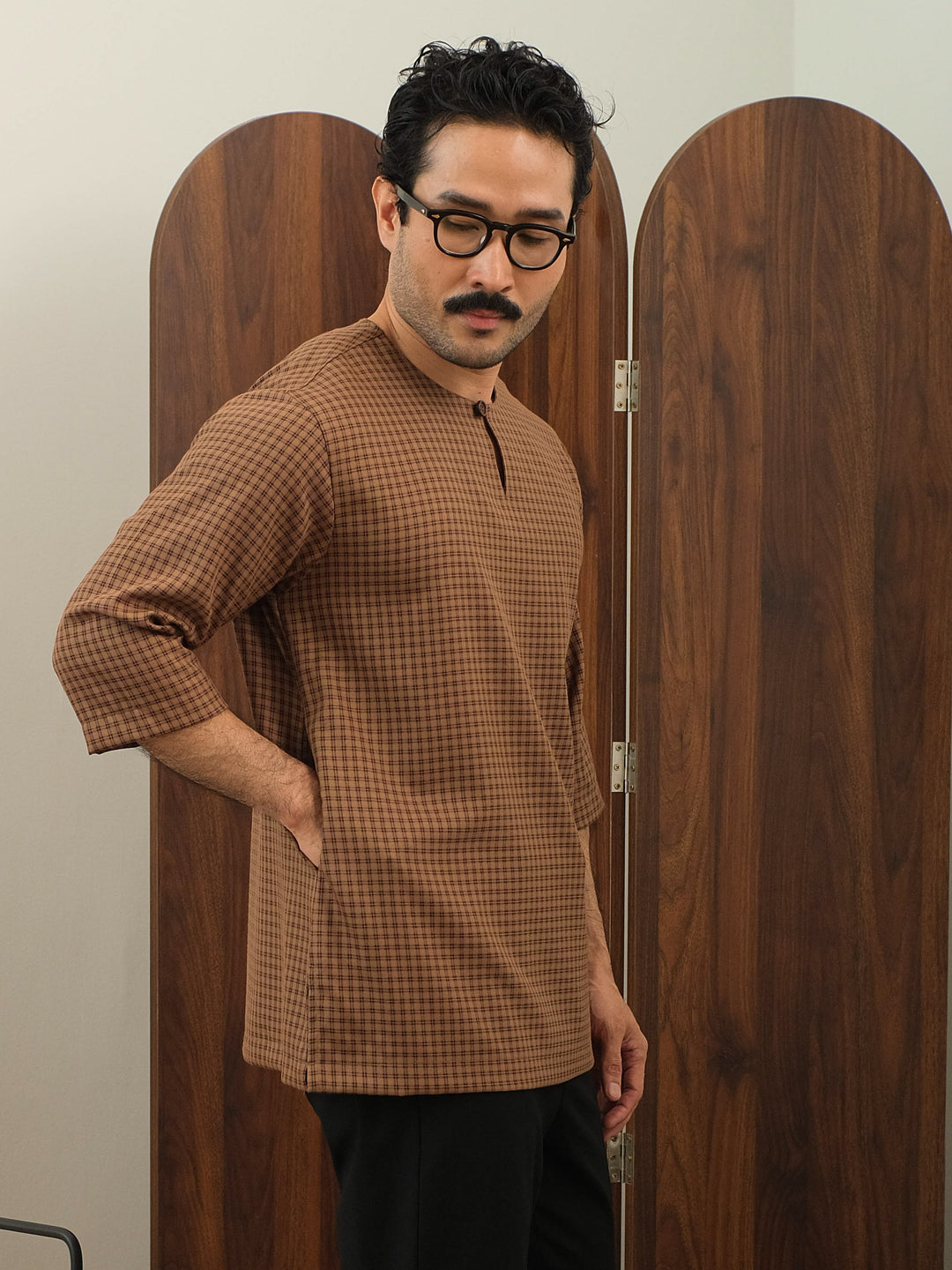 Kurta Larik Petak - Brown
