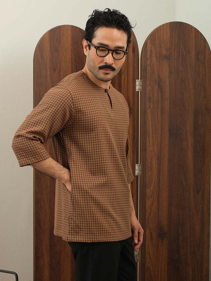 Kurta Larik Petak - Brown