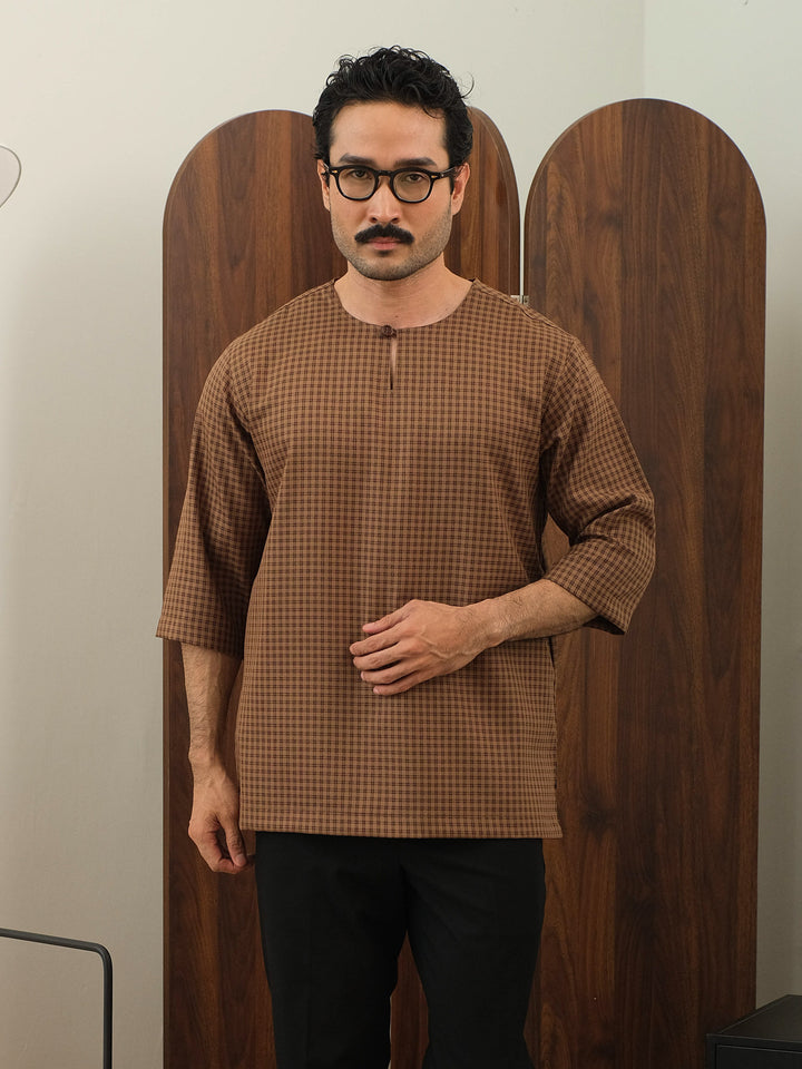 Kurta Larik Petak - Brown