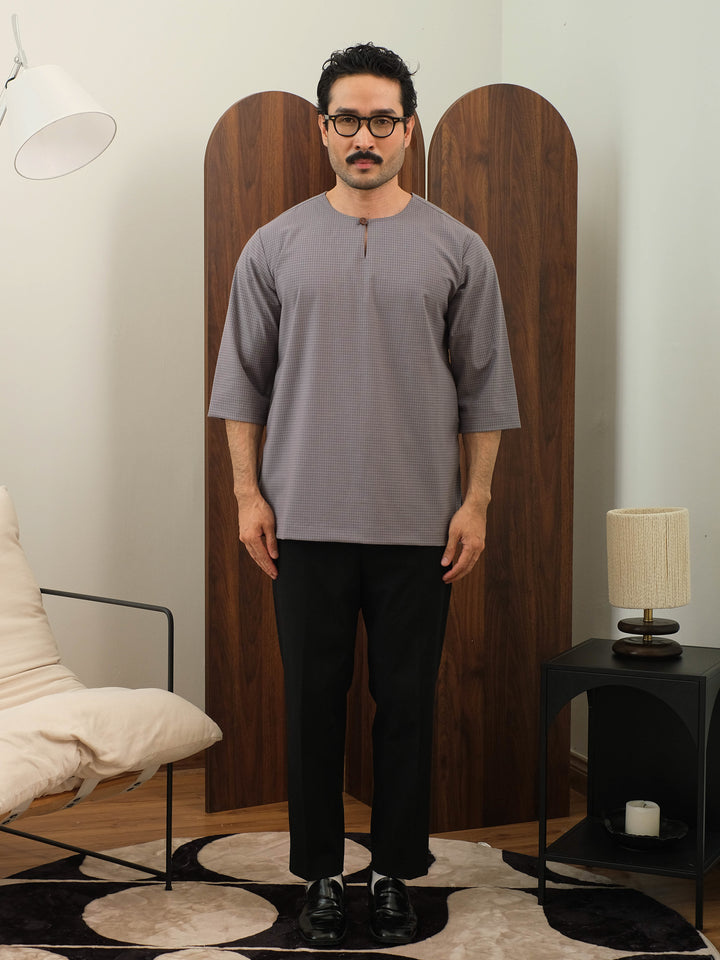 Kurta Larik Petak - Soft Blue