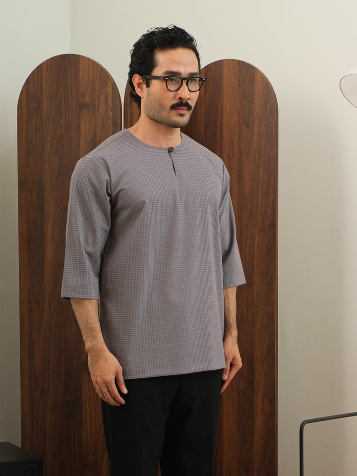 Kurta Larik Petak - Soft Blue
