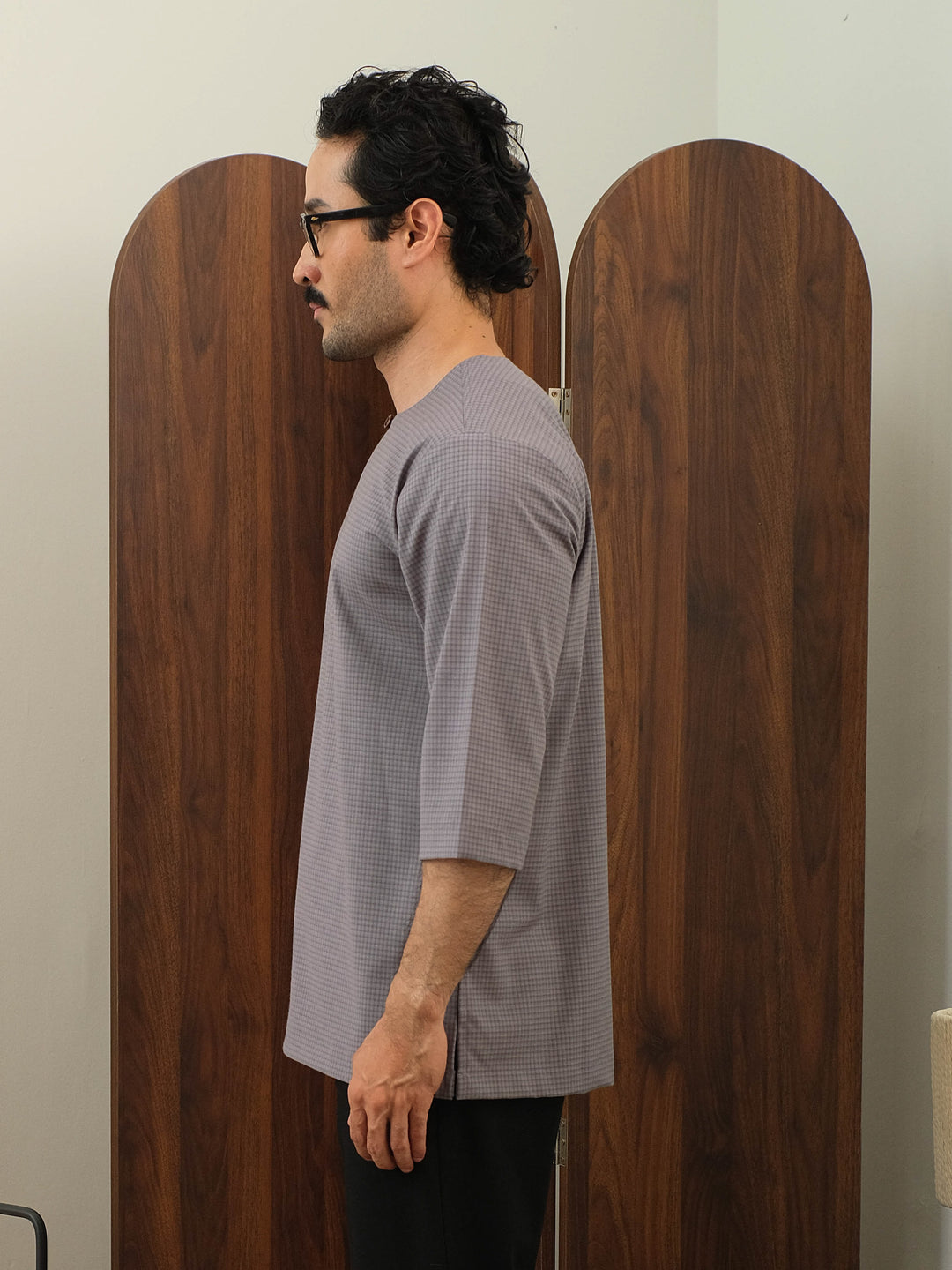 Kurta Larik Petak - Soft Blue