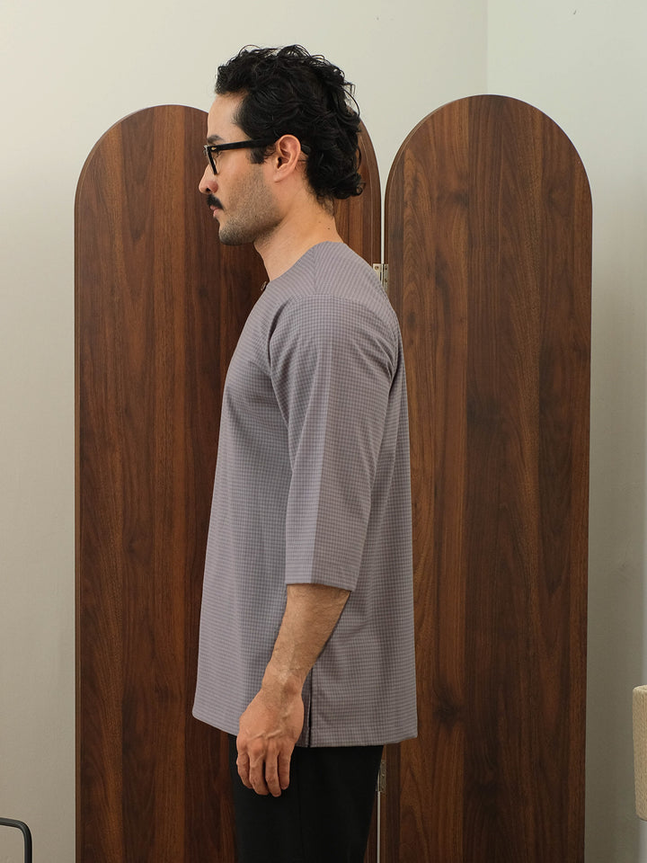Kurta Larik Petak - Soft Blue