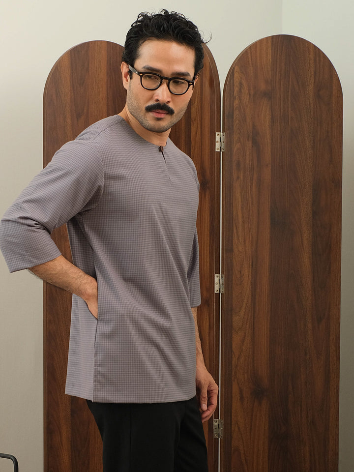 Kurta Larik Petak - Soft Blue